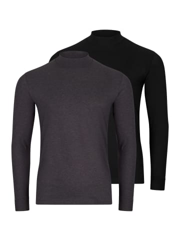 Ragman Langarmshirt Basic in Schwarz / dunkelgrau