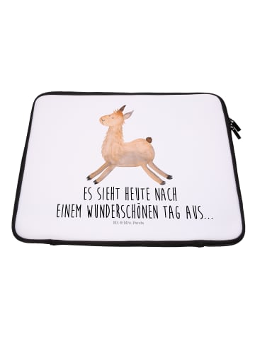 Mr. & Mrs. Panda Notebook Tasche Lama Springen mit Spruch in Weiß