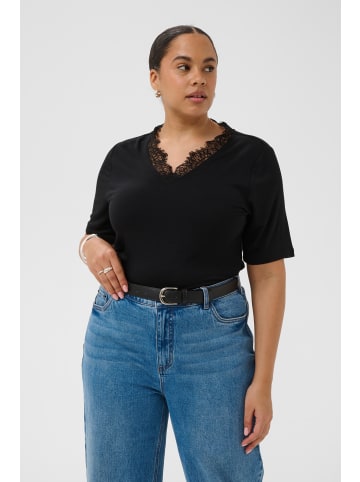 KAFFE curve T-Shirt kurzarm KCcarli Tight fit in Black Deep