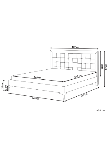 Beliani 3-tlg Doppelbett LIMOUX in Beige