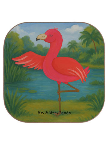 Mr. & Mrs. Panda Untersetzer Flamingo Yoga Design ohne Spruch in Weiß