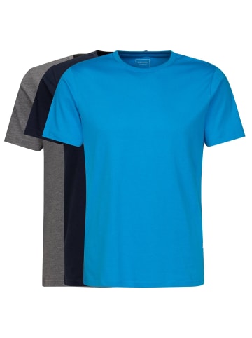 Seidensticker T-Shirt 3er Pack in Marine/Blau/Grau