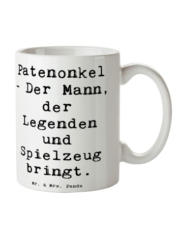 Mr. & Mrs. Panda Tasse Patenonkel Geschenk mit Spruch in Weiß