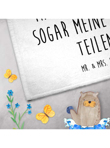 Mr. & Mrs. Panda Handtuch Pinguin Pommes mit Spruch in Weiß