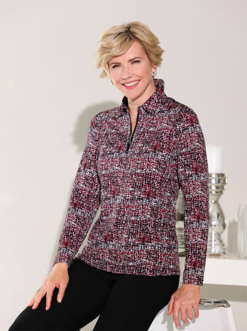 WITT WEIDEN Poloshirt in kirsche-steingrau-bedruckt