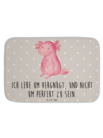 Mr. & Mrs. Panda Badteppich Axolotl Niedlich mit Spruch in Grau Pastell