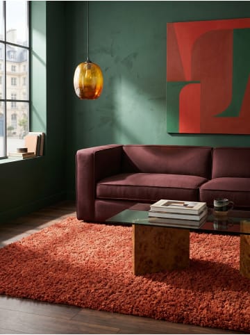 KADIMA DESIGN Teppich Hochflor Shaggy Waschbar Einfarbig RHEIN Strapazierfähig in Terrakotta