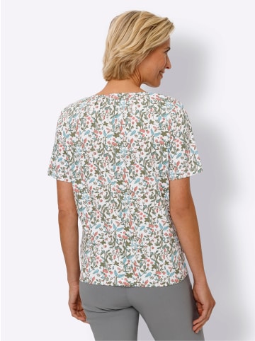 Sieh an! Kurzarmshirt in weiß-flamingo-bedruckt