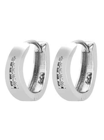 Adeliás Damen Ohrringe – Klappcreole aus 925 Silber mit Zirkonia in silber
