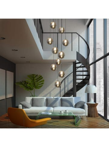 ZMH Pendelleuchte 10-flammige G9 in bernstein Glas und Kristall L41cm x H215cm