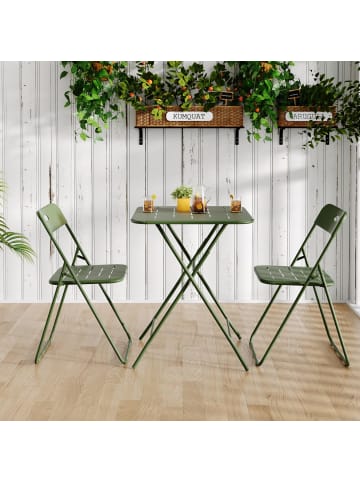 ABRIHOME Bistro Set in Grün 3-teilig klappbar mit 2 Stühlen und 1 Tisch für Garten