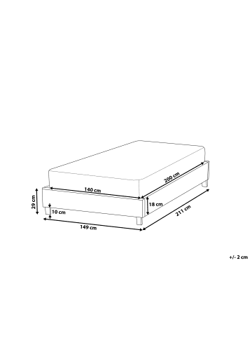 Beliani Doppelbett ROANNE in Grau/Dunkler Holzfarbton - (W) 149 x (H) 29 x (L) 211 cm