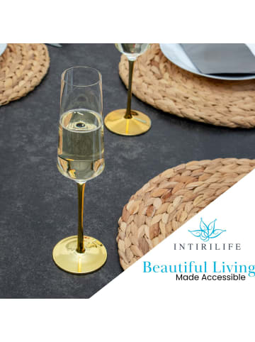 Intirilife Champagner Glas 200 ml Sekt Prosecco Gläser in 4x 200ml Transparent