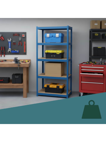 relaxdays 2 x Schwerlastregal in Blau - (B)60 x (H)180 x (T)30 cm