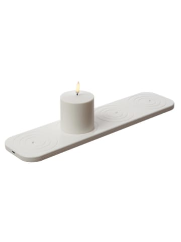 Uyuni LED Kerze mit Ladestastion aufladbar Timer für Außen 6,8x6,8cm in weiß