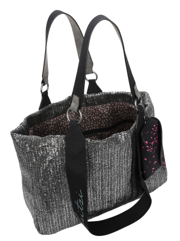 Fritzi aus Preußen Shopper Izzy Medium Limited Painted Straw in Silver Black