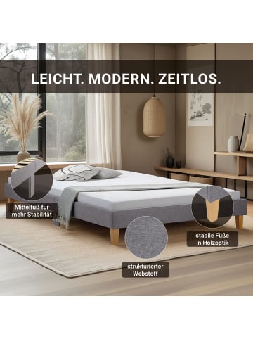 Homestyle4u Polsterbett mit Lattenrost 160x200 cm in Grau