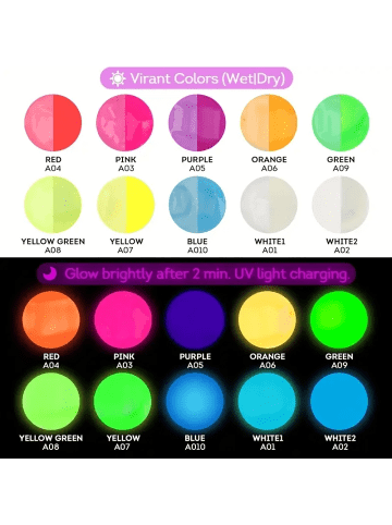 ARTNANAS Leuchtfarbe Set 10x Neonfarben fluoreszierend 60ml 