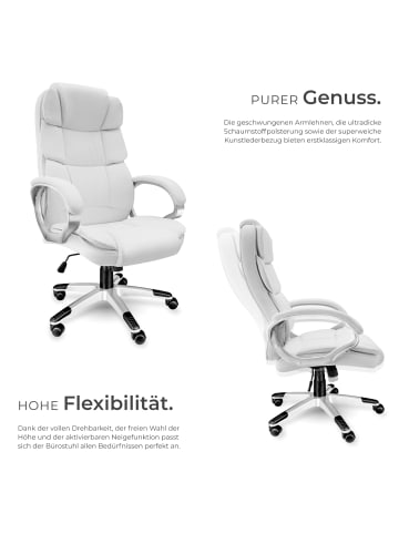 tectake Bürostuhl Jonas, einstellbare Wippfunktion, weiß