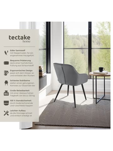 tectake Polstersessel gepolstert, in Samtoptik, gesteppt, 58 x 62 x 82 cm