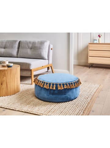 Beliani Pouf GOTHA in Blau/Braun - (W) 60 x (H) 25 x (L) 60 cm