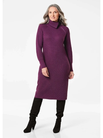 GOLDNER Strickkleid Strickkleid mit raffiniertem asymmetrischem Kragen in beere