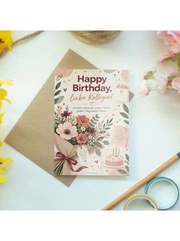 Geburtstagskarte Blumen wertschätzend Design mi... in Weiß