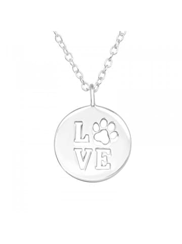 Alexander York Kette mit Anhänger PLÄTTCHEN PFOTE in 925 Sterling Silber, 2-tlg. in silber