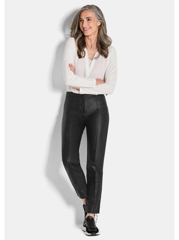 GOLDNER Slim Fit Leder-Hose Bella, hoher Bund in schwarz