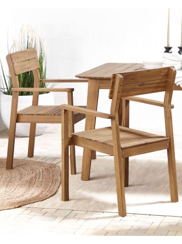 Beliani 2er-Set Gartenstuhl FORNELLI in Heller Holzfarbton