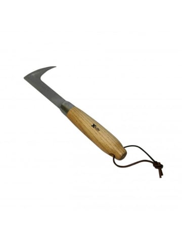 XClou Garden Fugenkratzer aus Edelstahl mit Eschengriff & Lederband in Silber - Holzfarben