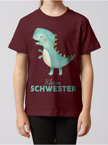 wat? Apparel T-Shirt Dinosaurier 03 Kleine Schwester in Weinrot