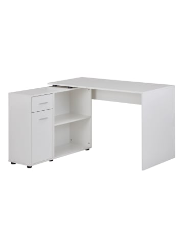 KADIMA DESIGN Design Eckschreibtisch mit Regal 120 x 75,5 x 106,5 cm, Moderner in Weiß