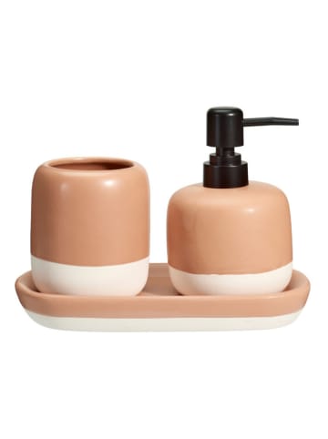 Bathroom Solutions Seifenspender und Zahnputzbecher auf Keramikuntersetzer THE PASTELS in Rosa