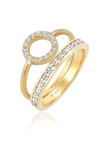 Elli Ring 925 Sterling Silber Kreis, Ring Set in Gold