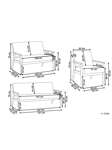Beliani 3-tlg Sitzgruppe ESRUM in Beige/Braun