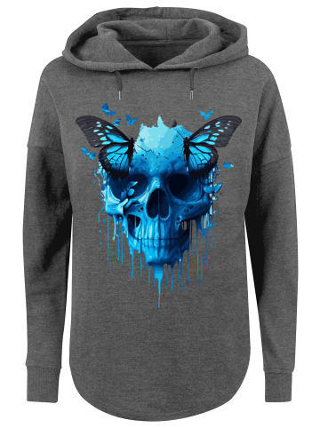 F4NT4STIC Oversized Hoodie Totenkopf mit Schmetterling in charcoal