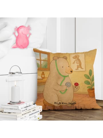 Mr. & Mrs. Panda Kissen 40x40 Bär Arzt Design ohne Spruch in Weiß