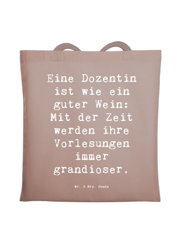Mr. & Mrs. Panda Tragetasche Spruch Dozentin Genuss mit Spruch in Braun Pastell