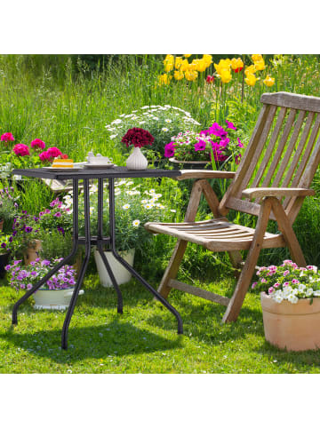 relaxdays Gartentisch "Rattan-Optik" in Schwarz - (B)61 x (H)75 x (T)61 cm