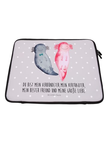 Mr. & Mrs. Panda Laptophülle Axolotl Freundin mit Spruch in Grau Pastell
