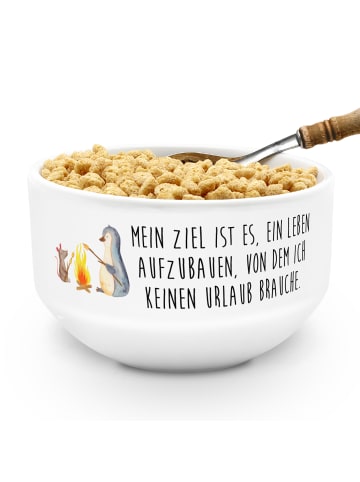 Mr. & Mrs. Panda Schüsselchen Pinguin Lagerfeuer mit Spruch in Weiß