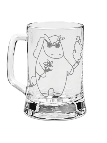 Mr. & Mrs. Panda Gravur Bierkrug Einhorn Woodstock ohne Spruch in Transparent