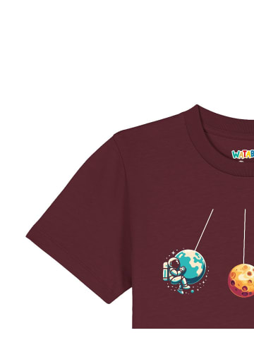 wat? Apparel T-Shirt Weltraumforscher in Weinrot