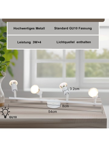 ZMH Deckenleuchte LED weiß GU10 - Deckenspots 4-flammige Wandleuchten