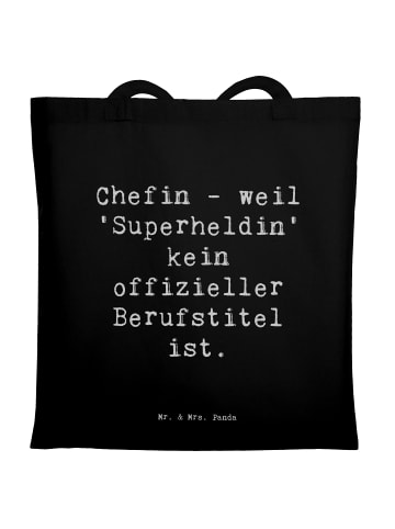 Mr. & Mrs. Panda Einkaufstasche Spruch Chefin Superheldin mit Sp... in Schwarz