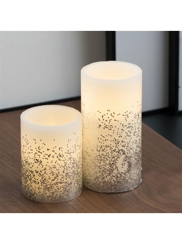 Pauleen Wachskerze Glowing Glitter Candle in Weiß/Silber -H:100/150mm