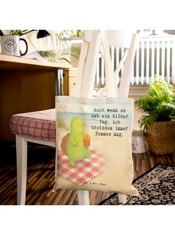 Mr. & Mrs. Panda Beuteltasche Schildkröte  Pommes Design mit Spruch in Weiß
