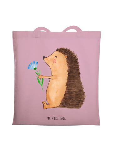 Mr. & Mrs. Panda Strandtasche Igel Blumen ohne Spruch in Rosa Pastell