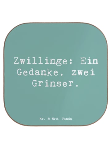 Mr. & Mrs. Panda Getränkeuntersetzer Spruch Zwillingsgeschwister... in Meeresbrise